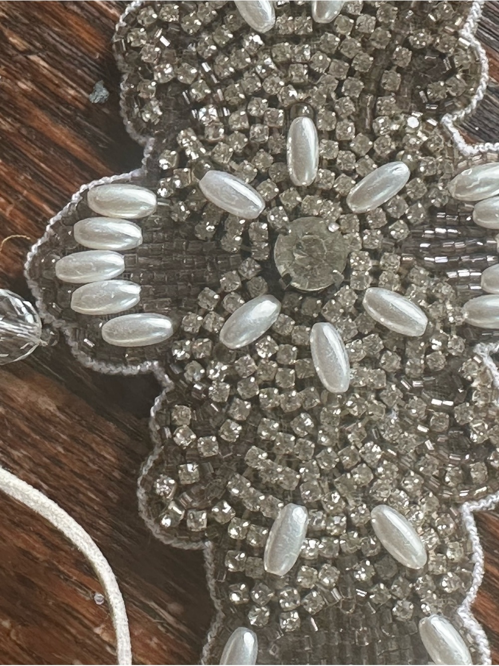 Crystal and Pearl Beaded Floral Statement Necklace - Silver Tone